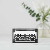 Minimaler Schwarz-Weiß-Razor kreativer Barbershop Visitenkarte (Stehend Vorderseite)
