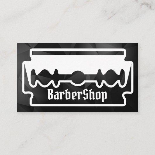 Minimaler Schwarz-Weiß-Razor kreativer Barbershop Visitenkarte (Vorderseite)