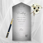 Minimaler Schwarz/Weiß-Weichzeichner Moderner QR-C All In One Einladung