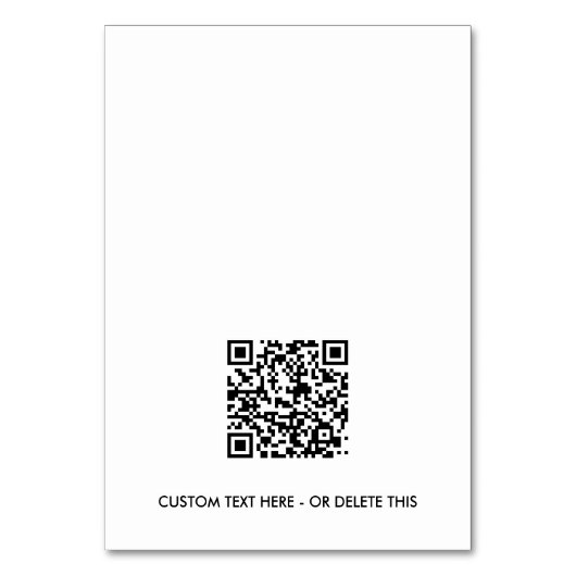 Minimaler Schwarz-weißer Foto QR Code Tischnummer (Rückseite)