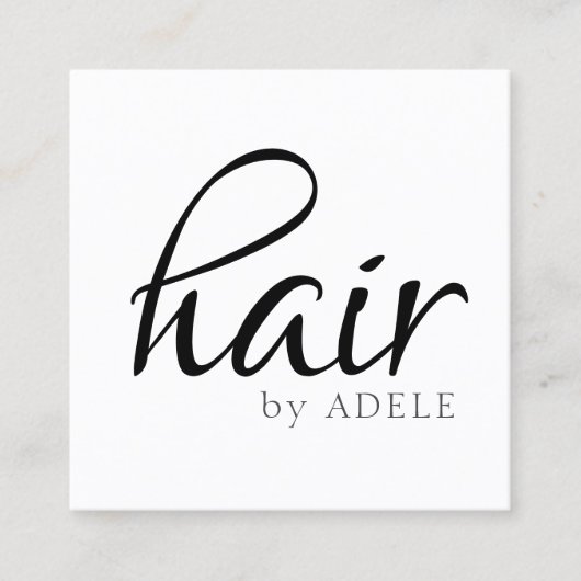 Minimaler Schwarz-weißer Haarstiel Quadratische Visitenkarte (Vorderseite)