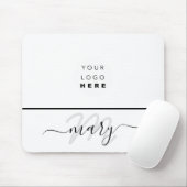 Minimaler Schwarz-weißer Name des Logos Mousepad (Mit Mouse)