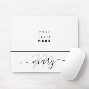 Minimaler Schwarz-weißer Name des Logos Mousepad