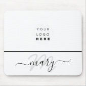 Minimaler Schwarz-weißer Name des Logos Mousepad (Vorne)