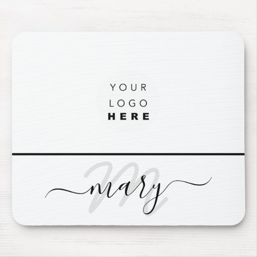 Minimaler Schwarz-weißer Name des Logos Mousepad (Vorne)