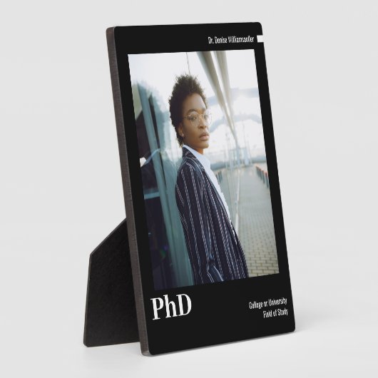 Minimaler Schwarz-weißer PhD-Abschluss im Foto Fotoplatte (Seite)
