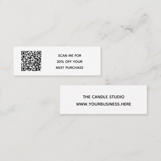 Minimaler Schwarz-weißer QR-Code für kleine Untern Mini Visitenkarte (Vorne/Hinten)