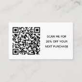 Minimaler Schwarz-weißer QR-Code für kleine Untern Rabattkarte (Vorderseite)