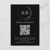 Minimaler Schwarz-weißer QR-Code für Monogramm Begleitkarte (Vorderseite)