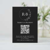Minimaler Schwarz-weißer QR-Code für Monogramm Begleitkarte (Stehend Vorderseite)