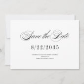 Minimaler Schwarz-weißer Spaß Romantische Script H Save The Date (Vorderseite)