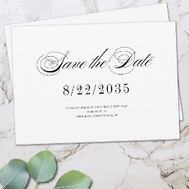 Minimaler Schwarz-weißer Spaß Romantische Script H Save The Date