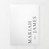 Minimaler Schwarz-weißer Text-Hochzeitdatum Gerett Dreifach Gefaltete Einladung (Cover)