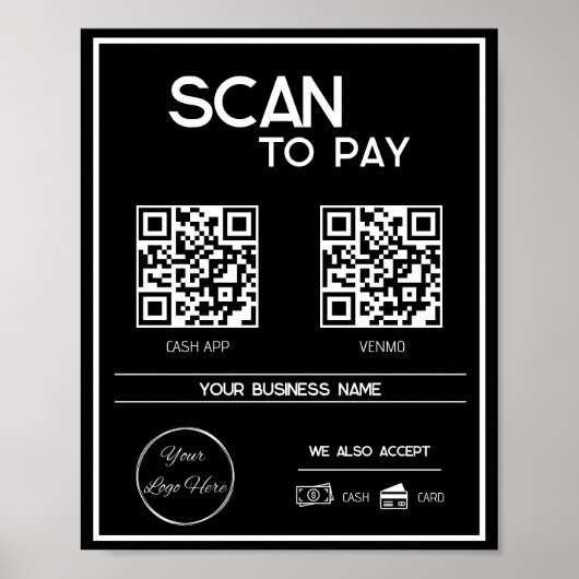 Minimaler schwarzer 2 QR-Code für Geschäftsscanner Poster (Vorne)