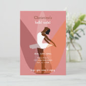 Minimaler schwarzer Ballerina-Illustrations-Dance Einladung (Stehend Vorderseite)