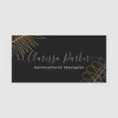 Minimaler schwarzer Glitzer tropischer exotischer  Namensschild (Vorderseite)