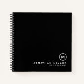 Minimaler Schwarzer Klassiker Monogramm Graph Notizblock (Vorderseite)