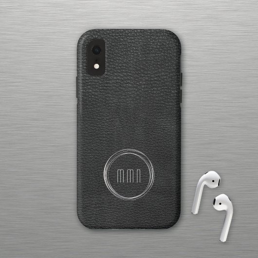 Minimaler schwarzer Lederschimmernring Case-Mate iPhone Hülle