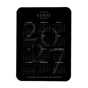 Minimaler schwarzer Magnet-Kalender 2027 für Gesch Magnet