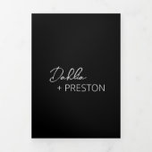 Minimaler schwarzer QR-Code Moderne Hochzeit Dreifach Gefaltete Einladung (Cover)