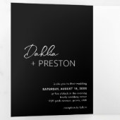 Minimaler schwarzer QR-Code Moderne Hochzeit Dreifach Gefaltete Einladung (Innen Erste Seite)