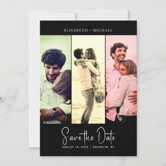 Minimaler schwarzer Retro-QR-Code für Foto Save th Einladung (Vorderseite)