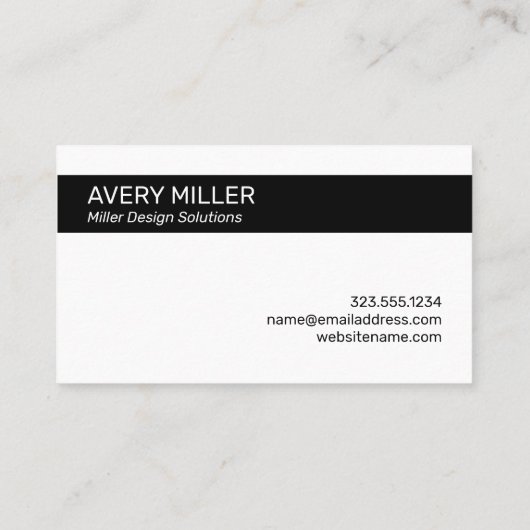 Minimaler schwarzer Streifen auf weiß Visitenkarte (Rückseite)