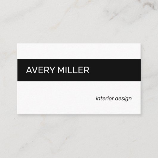 Minimaler schwarzer Streifen auf weiß Visitenkarte (Vorderseite)