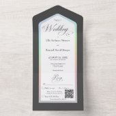 Minimaler schwarzer und weißer Regenbogen Moderner All In One Einladung (Innen Boden)