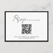 Minimaler Script Black Border QR Code Hochzeit Rsv Begleitkarte (Vorderseite)