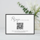 Minimaler Script Black Border QR Code Hochzeit Rsv Begleitkarte (Stehend Vorderseite)