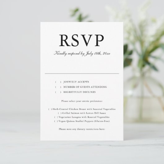 Minimaler Script-Foto Hochzeit RSVP (Stehend Vorderseite)
