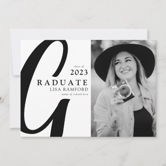 Minimaler Script Graduate Foto Abschluss Ankündigung (Vorderseite)