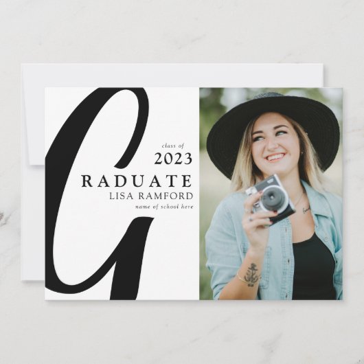 Minimaler Script Graduate Foto Abschluss Ankündigung (Vorderseite)