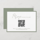 Minimaler Script Green Border QR Code Hochzeit Rsv Begleitkarte (Vorne/Hinten)