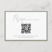 Minimaler Script Green Border QR Code Hochzeit Rsv Begleitkarte (Vorderseite)