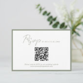 Minimaler Script Green Border QR Code Hochzeit Rsv Begleitkarte (Stehend Vorderseite)