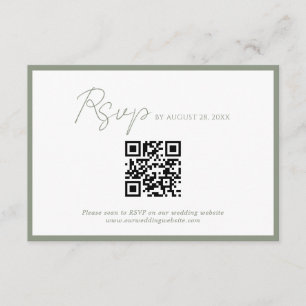 Minimaler Script Green Border QR Code Hochzeit Rsv Begleitkarte