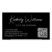 Minimaler Script QR Code Beruflich Schwarz Magnetische Visitenkarte (Vorderseite)
