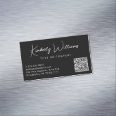 Minimaler Script QR Code Beruflich Schwarz Magnetische Visitenkarte (Beispiel)