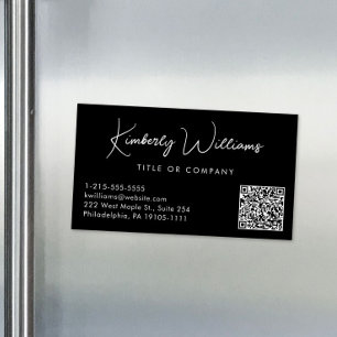 Minimaler Script QR Code Beruflich Schwarz Magnetische Visitenkarte