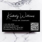 Minimaler Script QR Code Beruflich Schwarz Visitenkarte