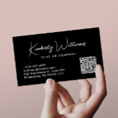 Minimaler Script QR Code Beruflich Schwarz Visitenkarte