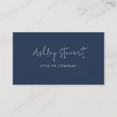 Minimaler Script Sicial Media Qr Code Navy Blue Visitenkarte (Rückseite)