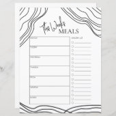 Minimaler Script Text wöchentlich Mahlzeiten Plann (Vorne/Hinten)