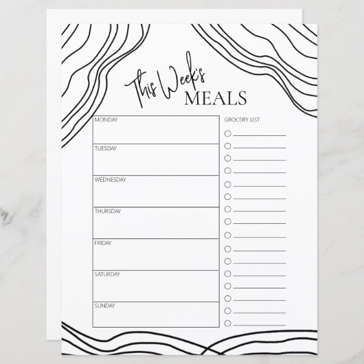 Minimaler Script Text wöchentlich Mahlzeiten Plann (Vorne/Hinten)