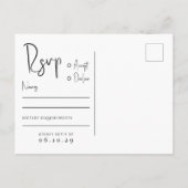 Minimaler Script Typografy Foto Wedding RSVP Einladungspostkarte (Rückseite)