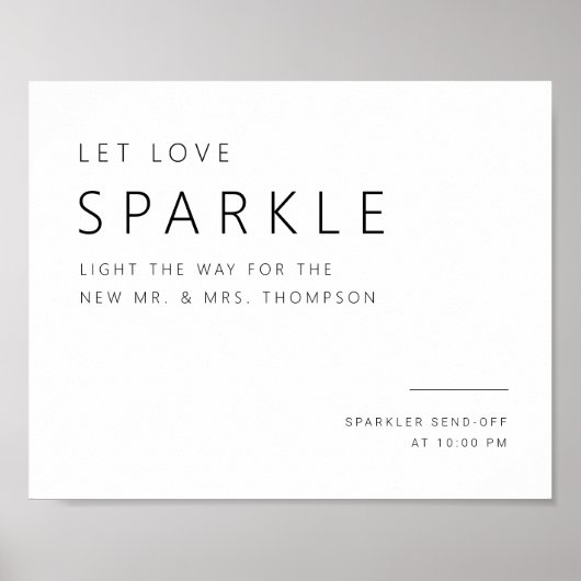 Minimaler Sign-Off-Dekor für Funkeln beim Hochzeit Poster (Vorne)