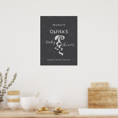 Minimaler silberner Bogen Winter-Schnee-Baby-Showe Poster (Küche)