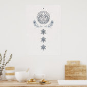Minimaler silberner Pfauenfeder-Fallposter Poster (Küche)